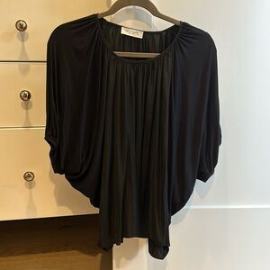 Lola & Sophie chiffon and cotton cape sleeve top